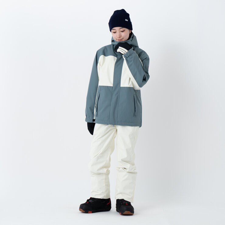 オーシャンパシフィック レディース スノージャケット クリーム / ダークグレー L