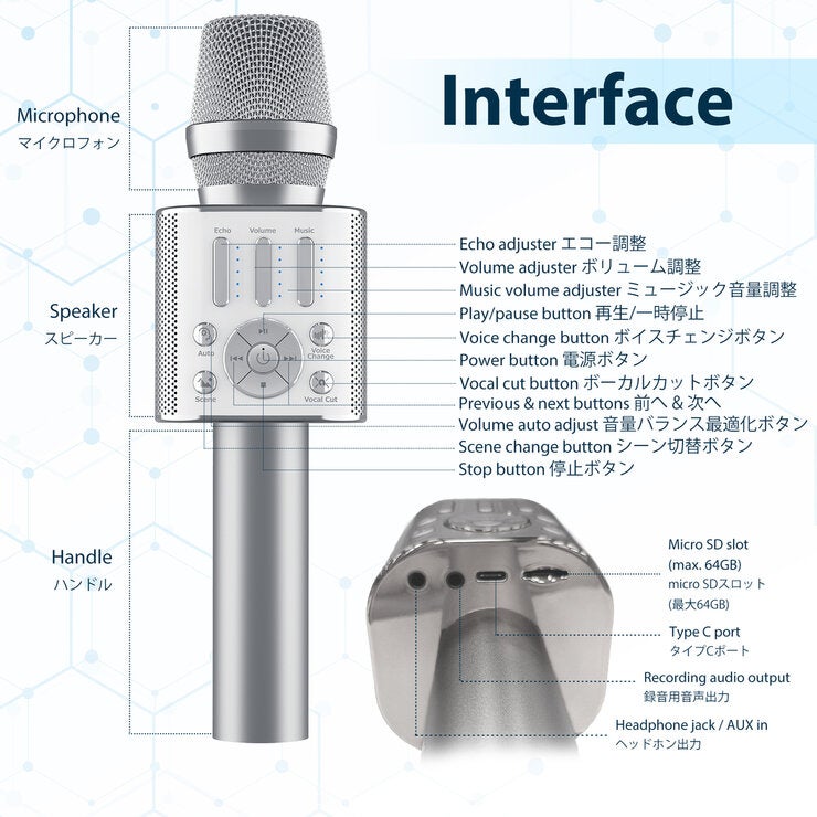 Gigastone カラオケマイク KM8500 シルバー Gigastone カラオケマイク KM8500 シルバー
