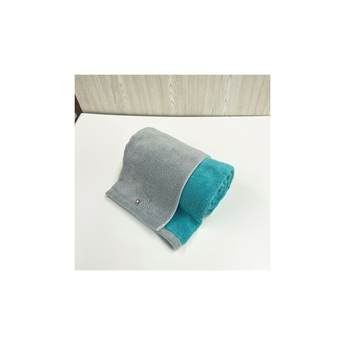 DAIRY PRAIRIE リバーシブル バスタオル 70cm x 130cm 1枚組 グレー/ターコイズ