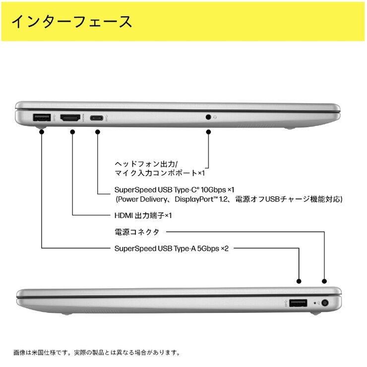 HP ノートPC/15-FD1000/15.6インチ/Core Ultra5 125H/メモリ 16GB/SSD 512GB/ナチュラルシルバー/BJ0M7PA-AAAA