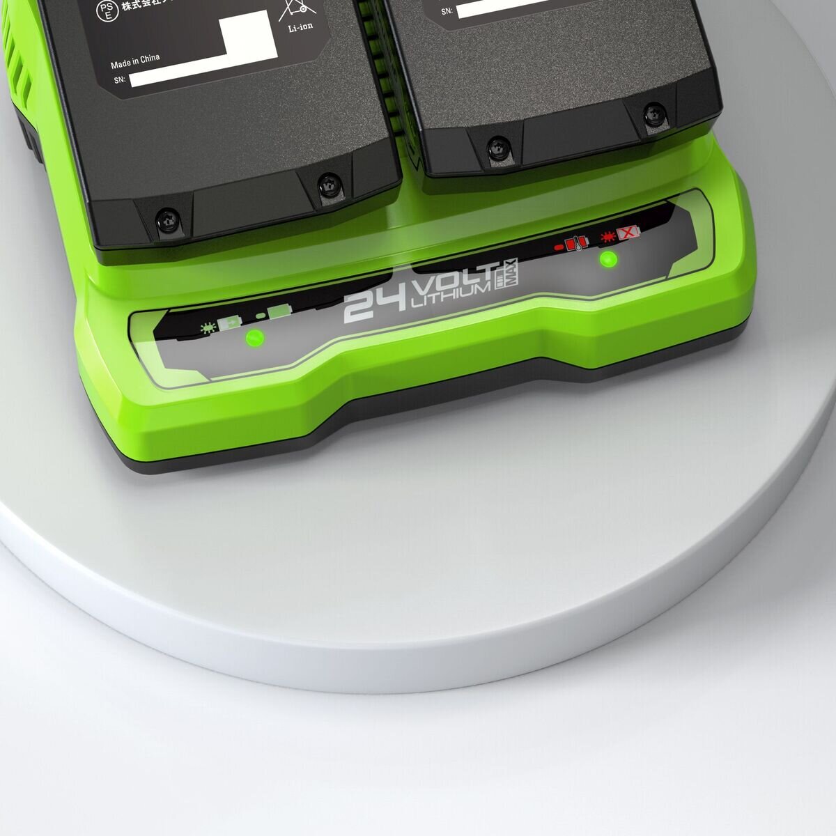 Greenworks 24V 2Ah 電動工具用バッテリー【2個】＆2口充電器 CKG70010 長持ちセット