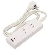 オーム電機 2口 PD対応USBポート付きタップ 　1m ホワイトHS-TU21PD23-W ／ブラック HS-TU21PD23-K