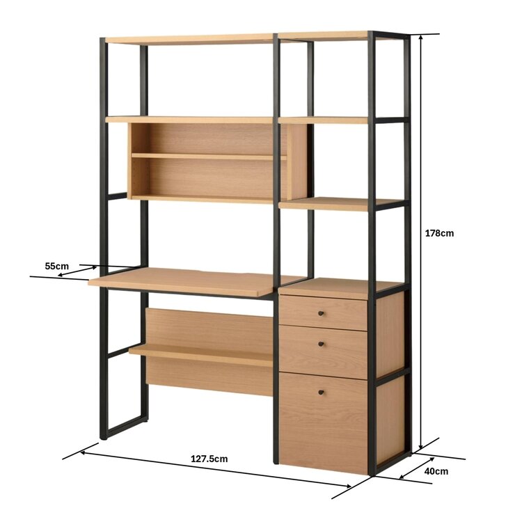 デスク ＆ キャビネットセット ブラック WAD-809399 MOBK