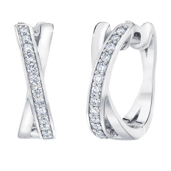 18K ホワイトゴールド 0.25カラット X フープ ピアス