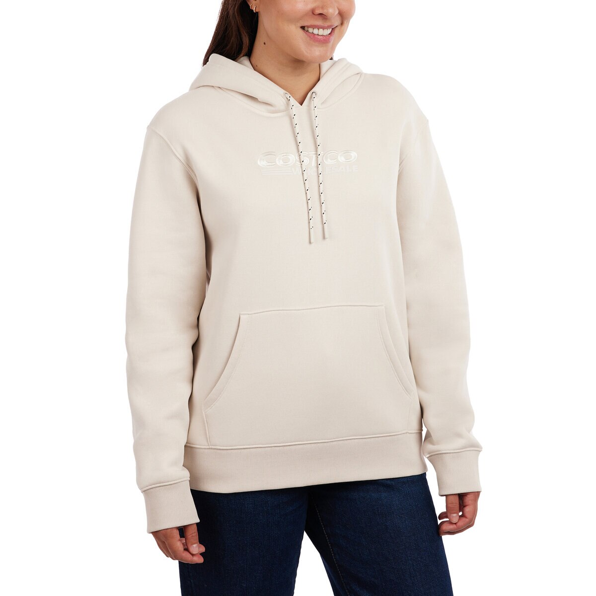 カークランドシグネチャー ユニセックス ロゴ パーカー クリーム M/L