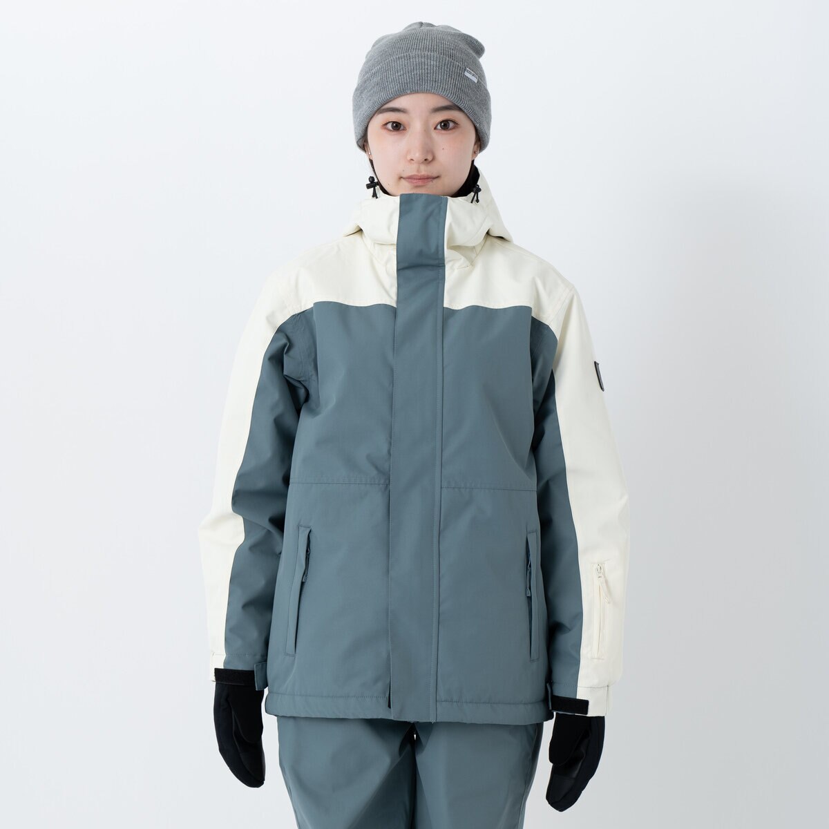 オーシャンパシフィック レディース スノージャケット クリーム / ダークグレー M