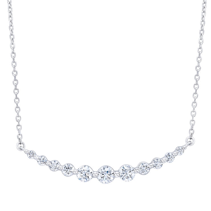 14Kホワイトゴールド 1.00カラット ダイヤモンド バーペンダント