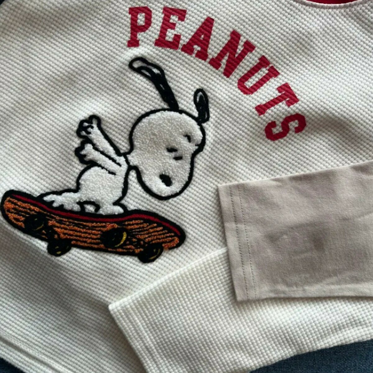 スヌーピー キッズ 長袖 2枚組 / レッド x ベージュ 110cm