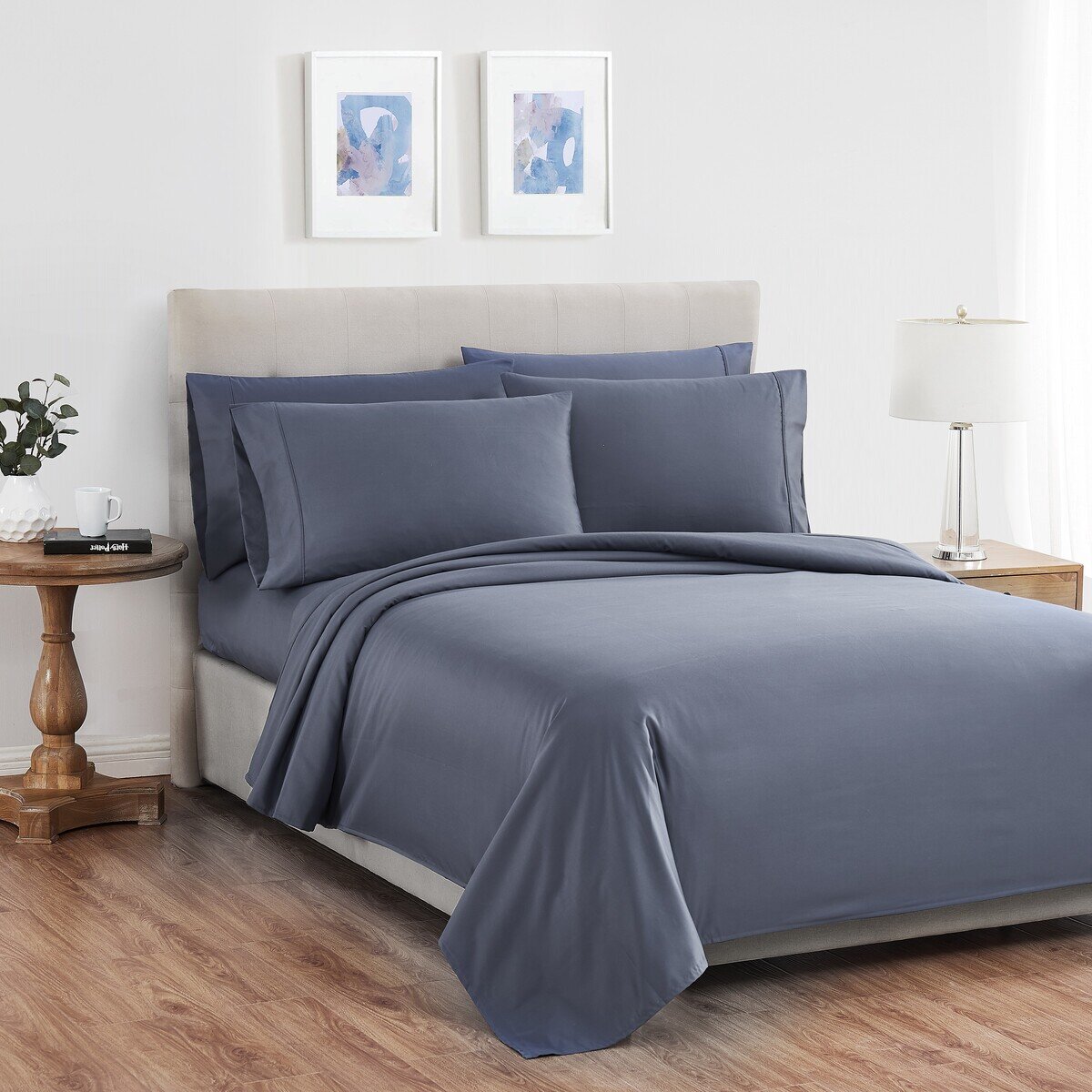 KS シーツセット 6点セット USクイーンサイズ ダークブルー