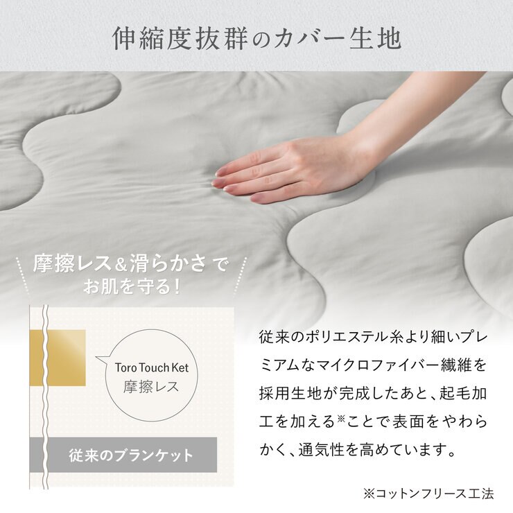 ポリ+コットン コンフォーター セミダブル ライトグレー