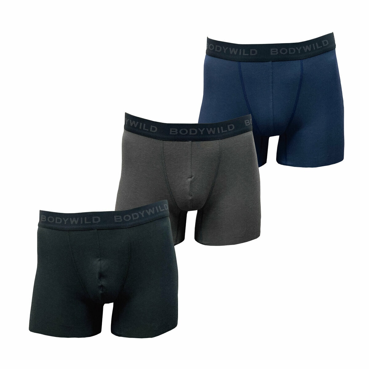 ボディワイルド カットオフ ボクサー 3枚組 ブラック/ネイビー/グレー L