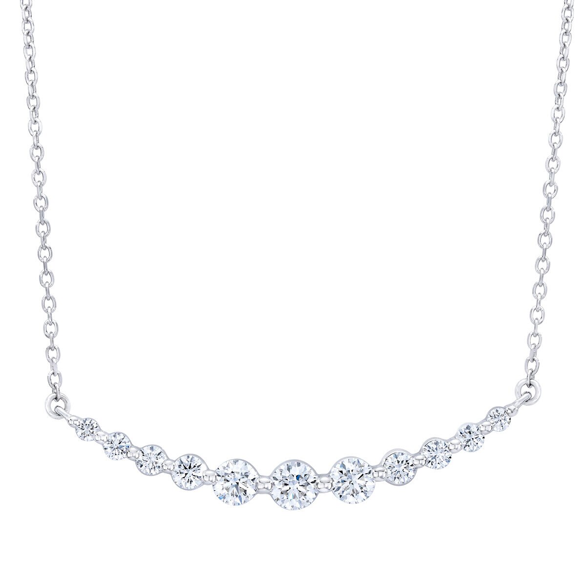 14Kホワイトゴールド 1.00カラット ダイヤモンド バーペンダント