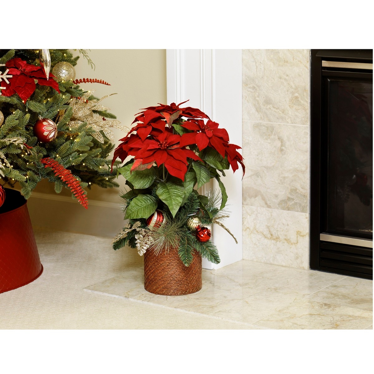 ポインセチア 造花の鉢植え 高さ約61cm Costco Japan
