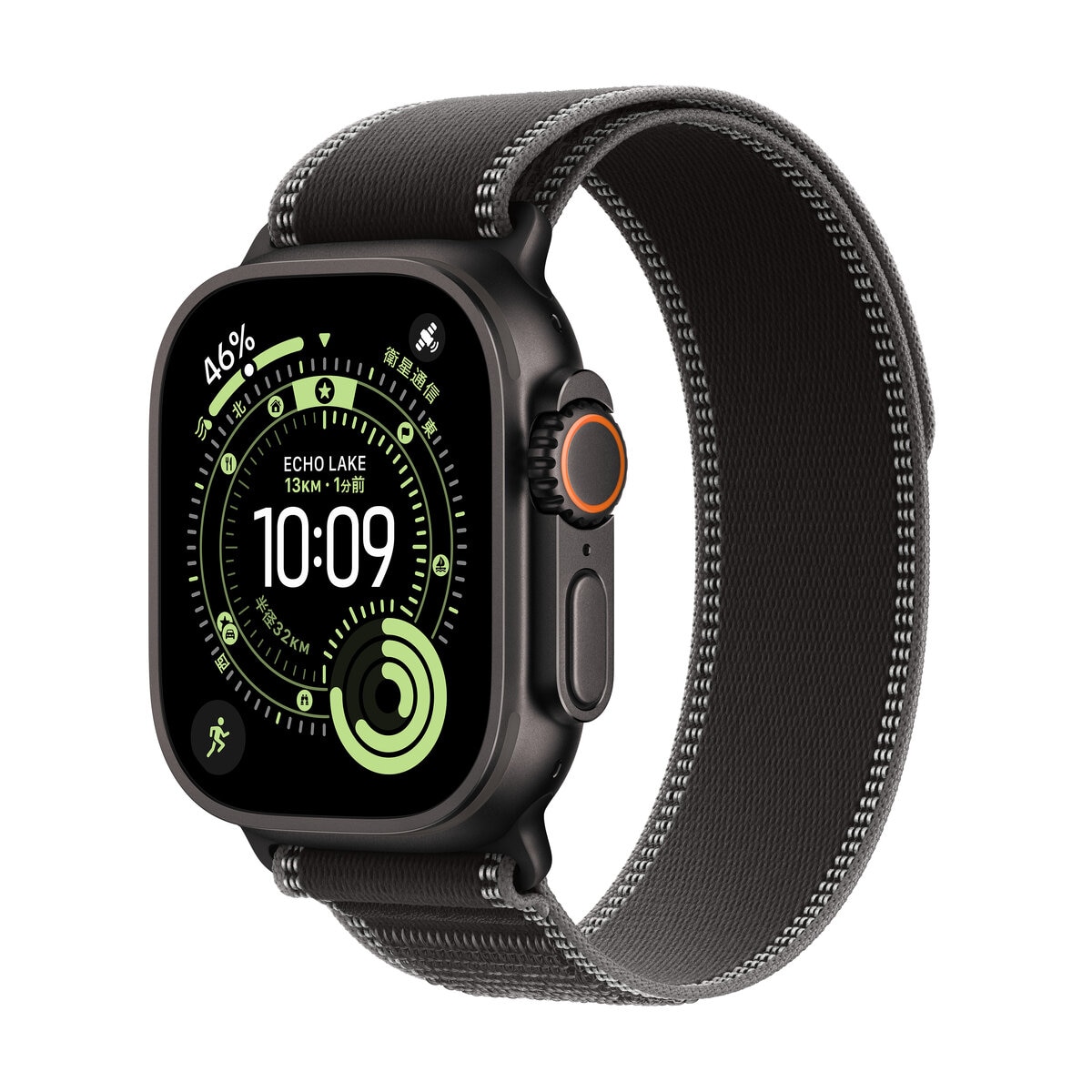 Apple Watch Ultra 3 Cellular 49mmブラックチタニウムケースとブラック/チャコールトレイルループ