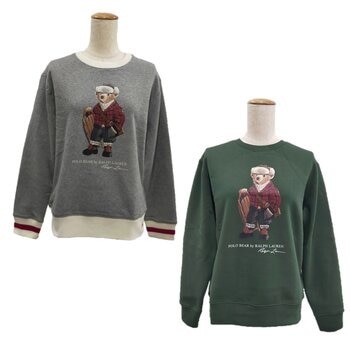 ポロ ラルフローレン キッズ ベア スウェットシャツ グリーン/グレー