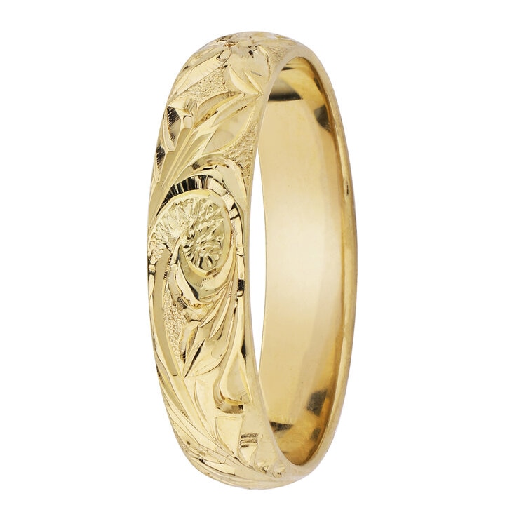 14K イエローゴールド トラディショナル エングレイブ リング