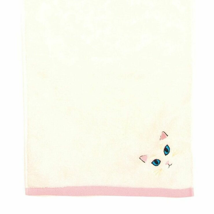 Uchinoko うちのニャンコ毛並ロングフェイスタオル 34cm x 100cm 3枚組 白猫/ホワイト