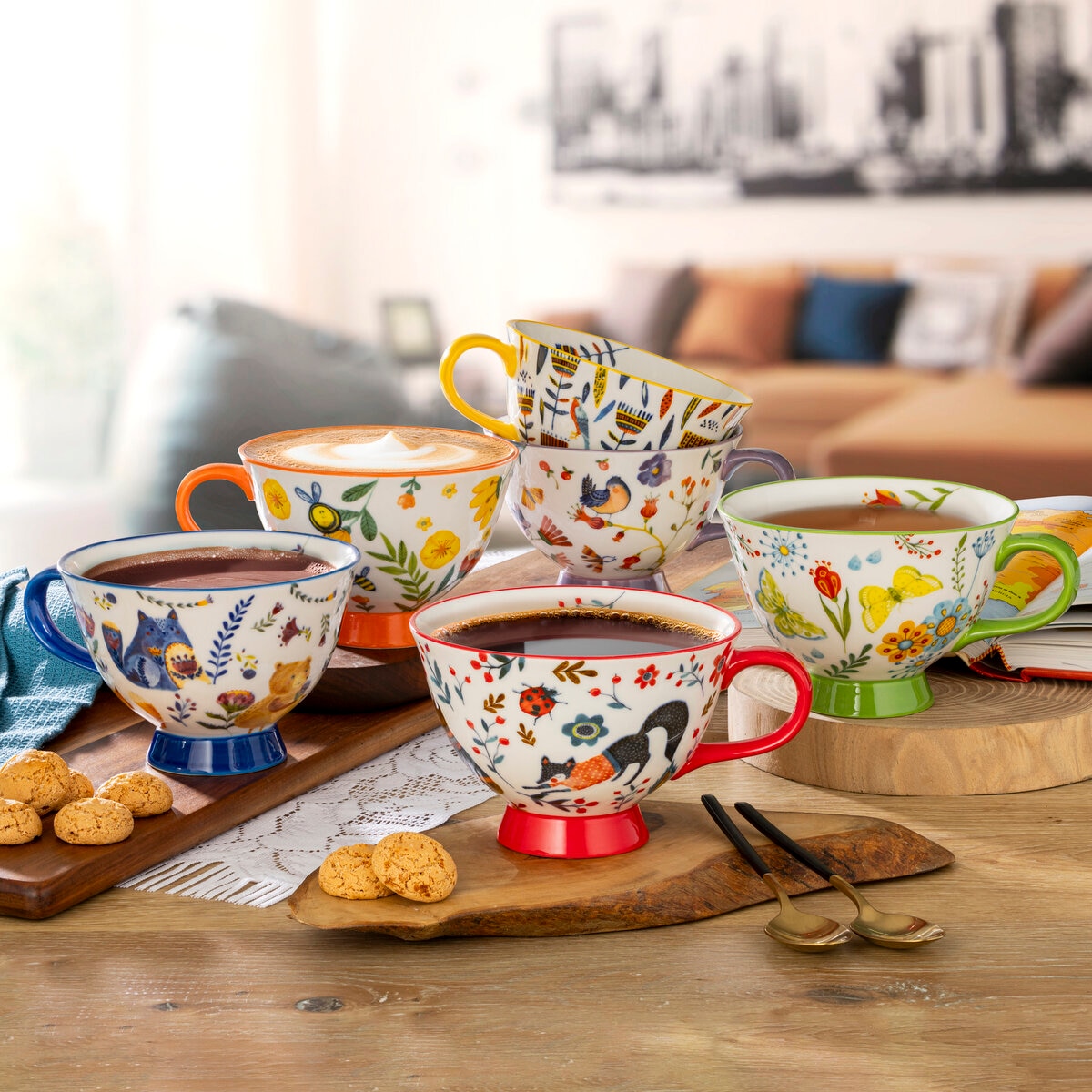 シグニチャーハウスウェア 足つきカップ 森の動物たち 4個