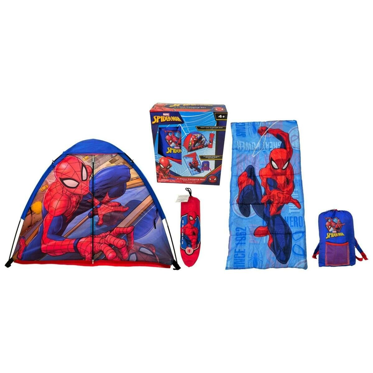 キッズキャンピングセット テント 寝袋入り-スパイダーマン