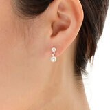 18K ホワイトゴールド あこやパール & ダイヤモンド 0.04カラット ピアス HSSYW-4807