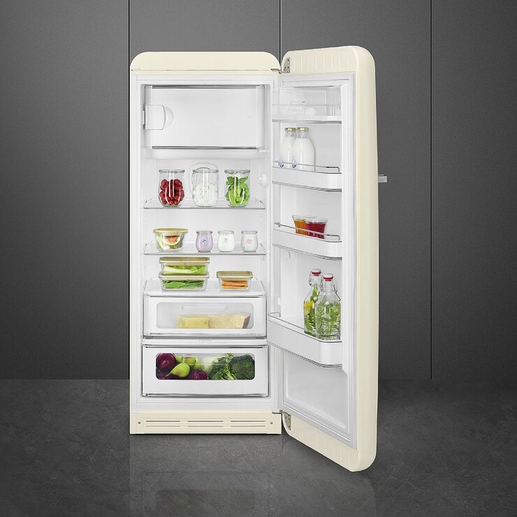 ★未使用★ SMEG社製冷蔵庫 クリーム 100V FAB10RP 右ヒンジ SMEG SMEG 冷蔵庫 FAB28 パステルクリーム FAB28RCR5JP (右開き
