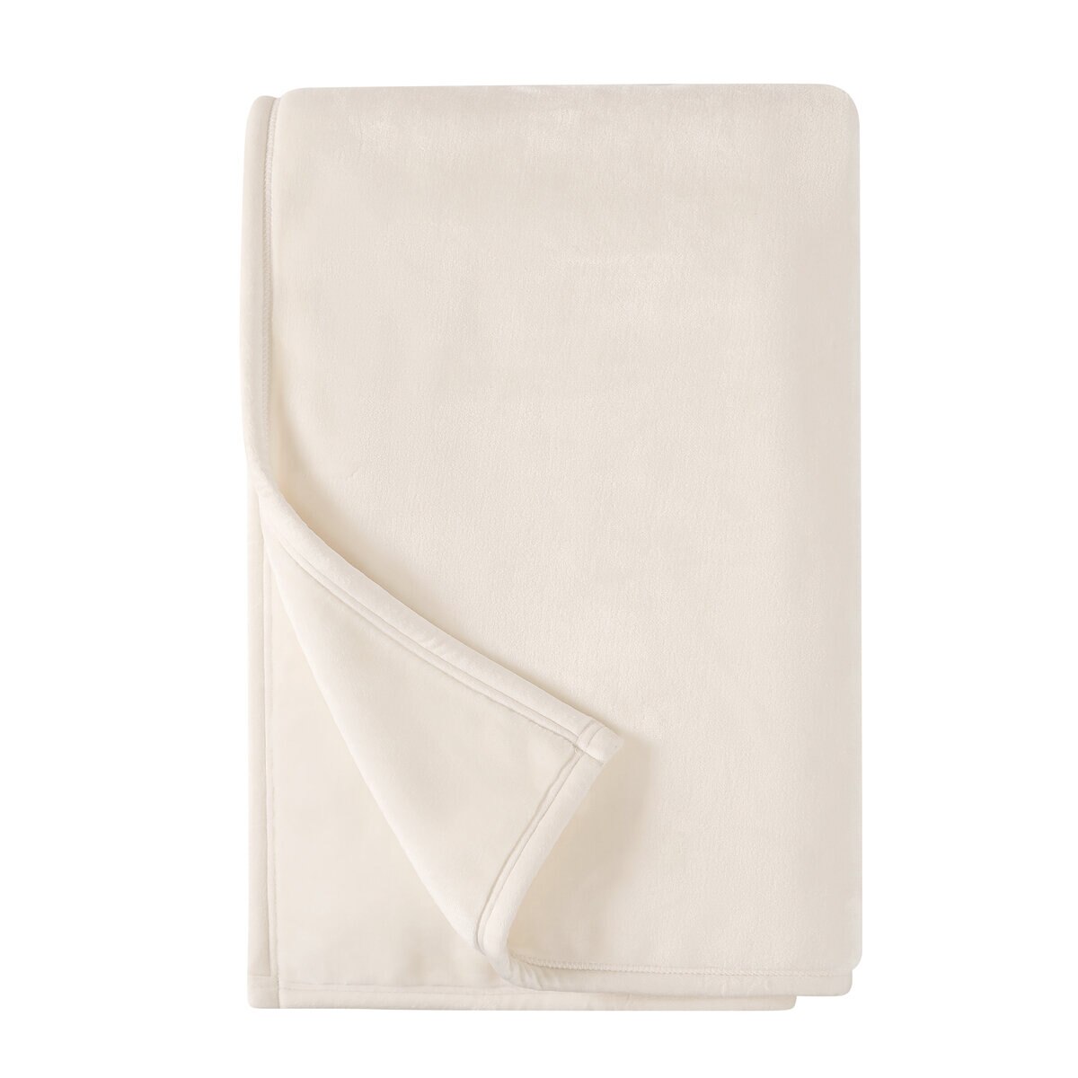 フランネル 大判ひざ掛け 152cm x 177cm アイボリー