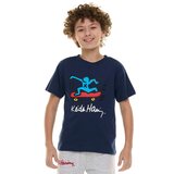 キース ヘリング キッズ 半袖 Tシャツ 3枚組 ネイビー/グリーン/アイボリー L