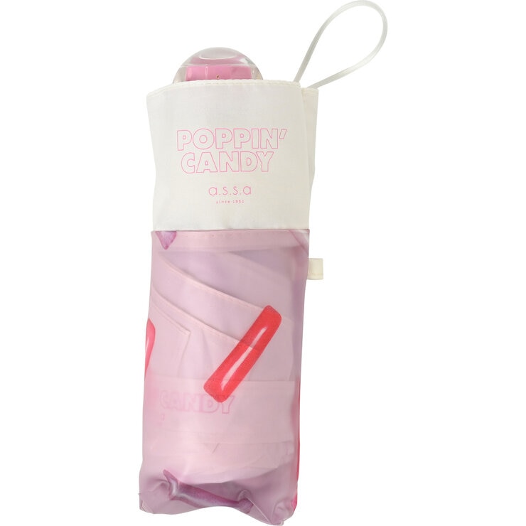 assa 雨傘折りたたみ CAM50 お菓子 透明 ピンク / スティックキャンディ RMM836