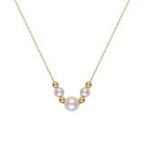 18K イエローゴールド あこや パール 3粒 (6mm X1粒 /4.5mm X 2粒 ) ネックレス