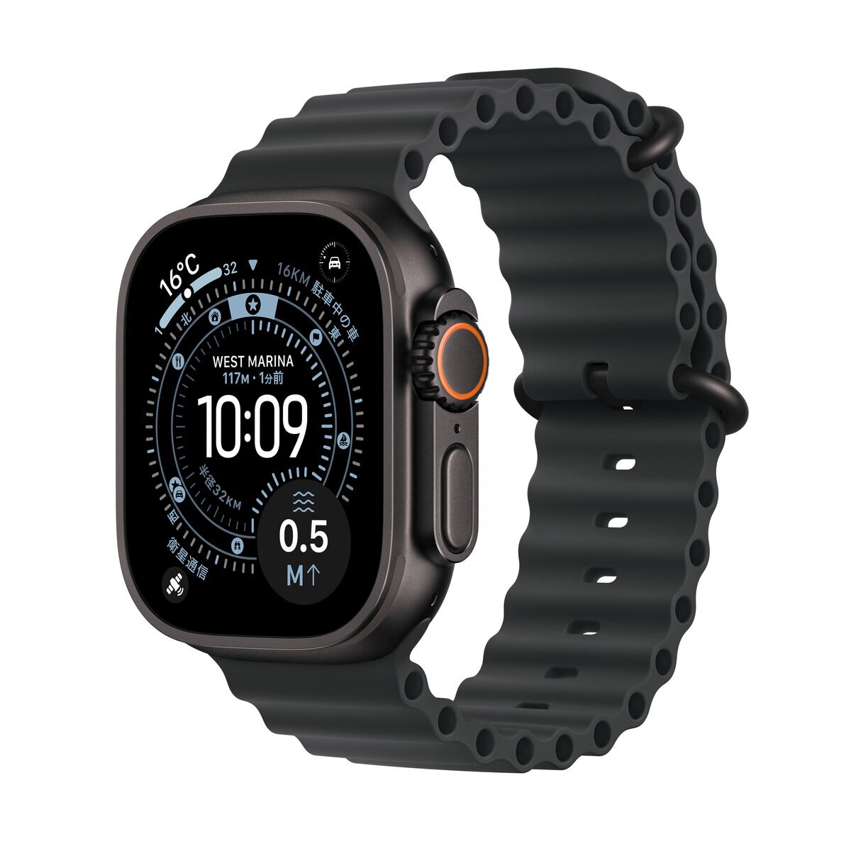 Apple Watch Ultra 3 Cellular 49mmブラックチタニウムケースとブラックオーシャンバンド