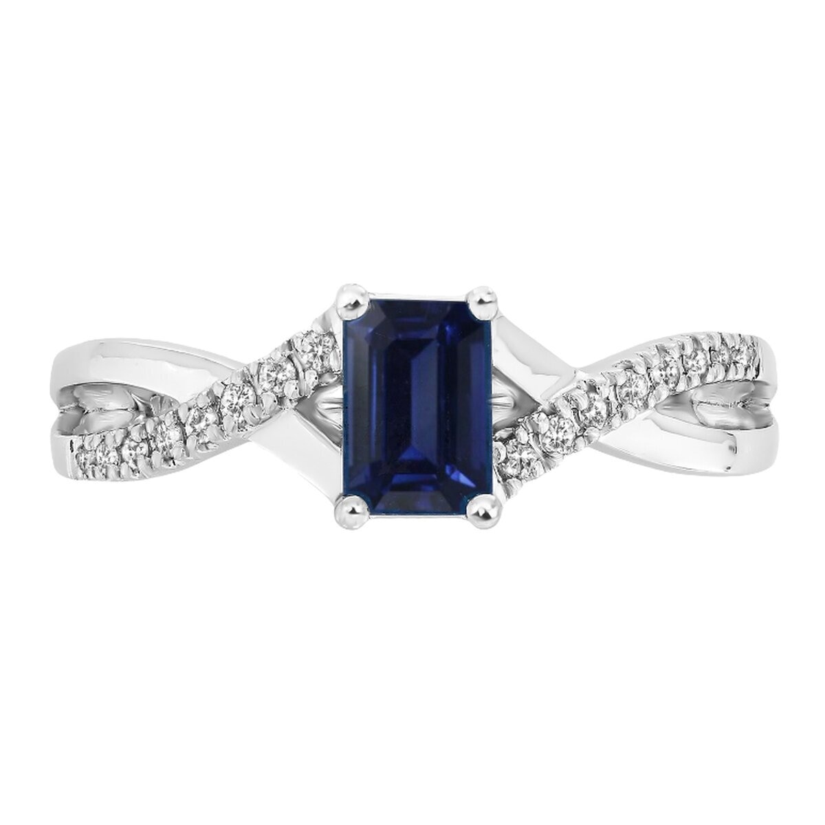 18K White Gold 0.1ct Diamond & Sapphire Ring