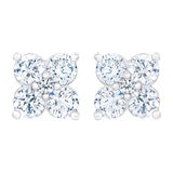 14K ホワイトゴールド 1.00カラット 花柄 ダイヤモンド イヤリング