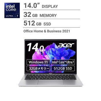ACER ノートPC/14.0インチ/Core Ultra7 155H/メモリ 32GB/SSD 512GB/SFG14-72-H73Y/F