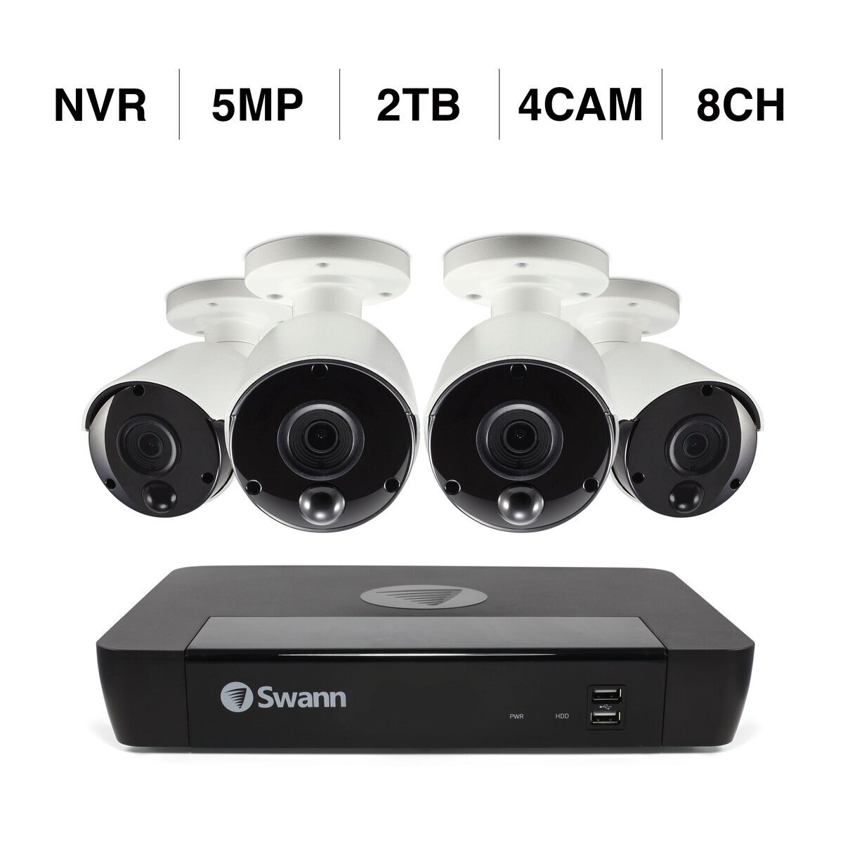 Swann 8CH 4K NVRシステム 2TB 5MPカメラ 4台セット