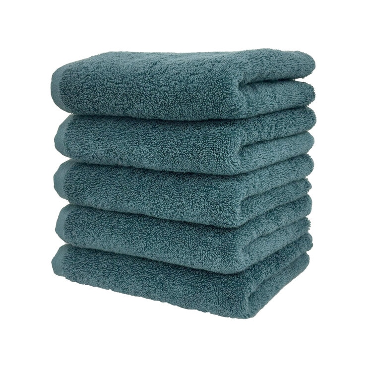 ふんわりボリュームフェイスタオル 5枚セット ブルー