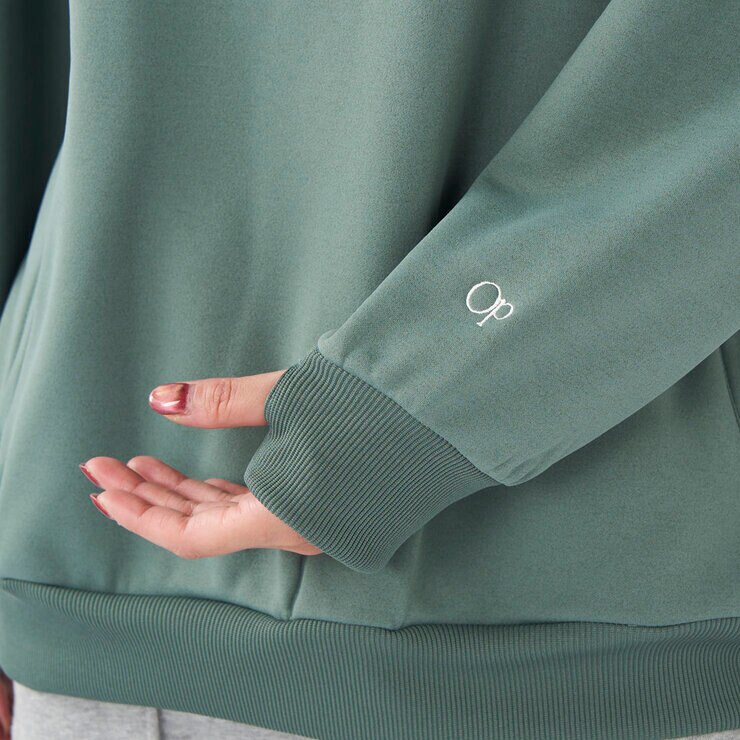 オーシャンパシフィック レディース ハーフジップ スウェットシャツ カーキ L