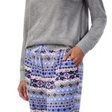 ノーティカ レディース フリース パジャマ グレー/ブルー L