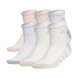 アディダス ウィメンズ クオーター ソックス 6足組 サンディピンク/クリアオニキスグレー/アルミナベージュ