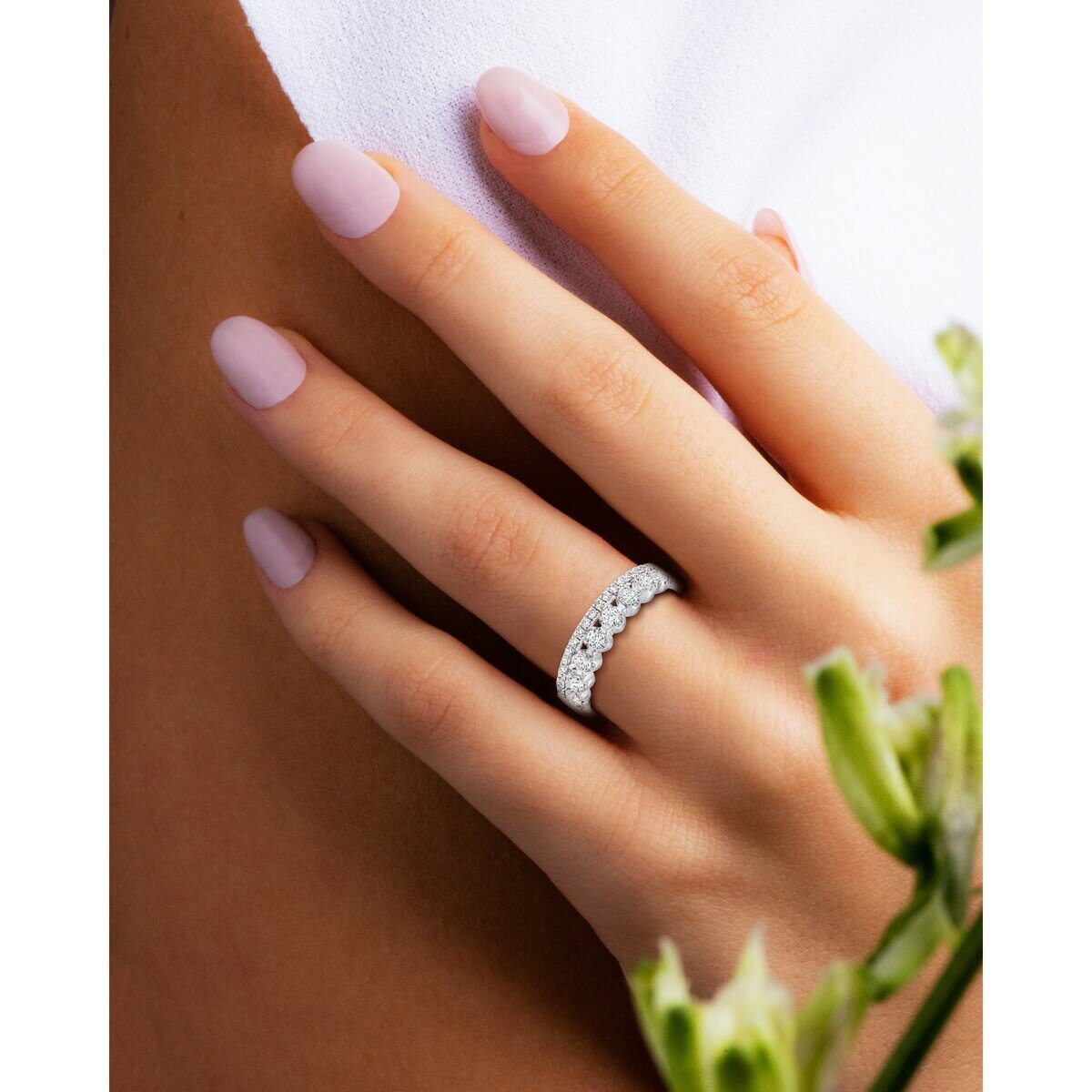 18K ホワイトゴールド 0.50カラット ラウンドカット ダイヤモンド リング