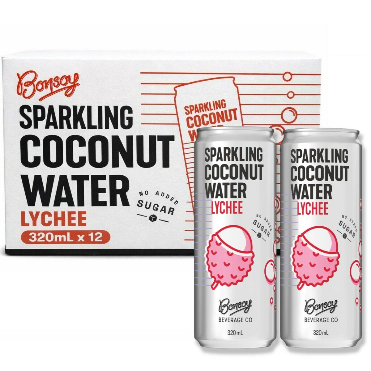 BONSOY スパークリングココナッツウォーター ライチ味 320ml x 12缶 BONSOY スパークリングココナッツウォーター ライチ味 320ml x 12缶