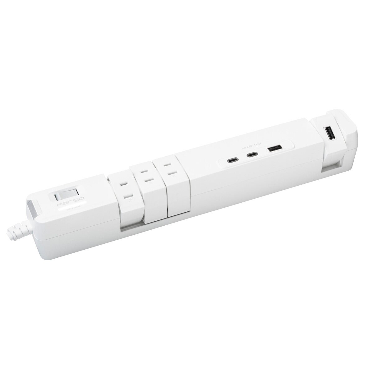 Fargo TAPKING T5 電源タップ USB PD65W 回転式 AC6個口 T5WH (ホワイト)
