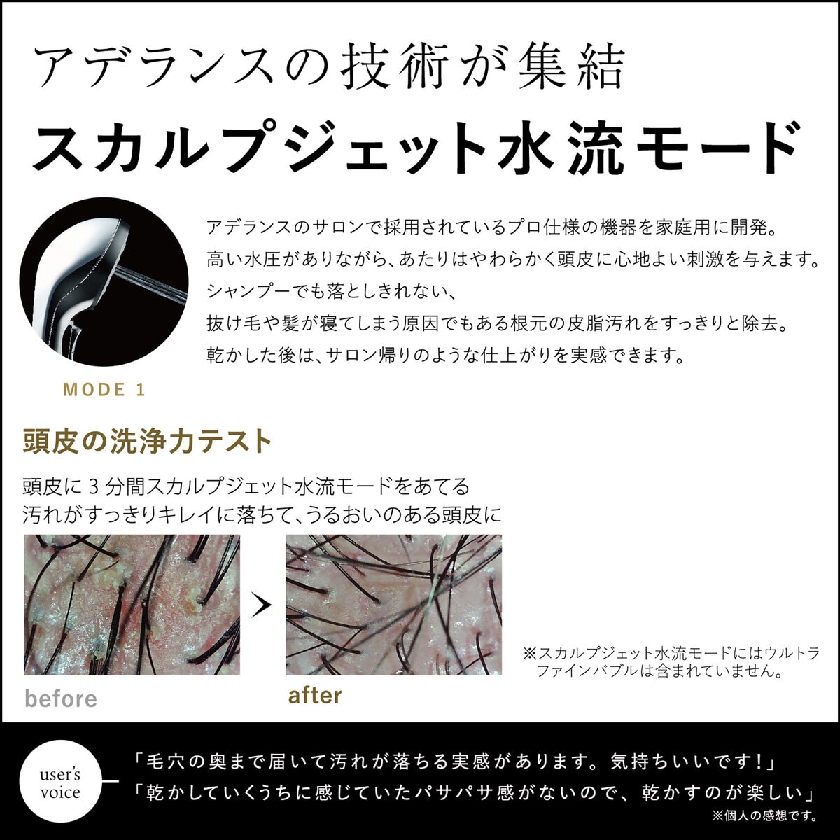 アデランス クレスカ シャワーヘッド ジェット水流ｘウルトラファインバブル