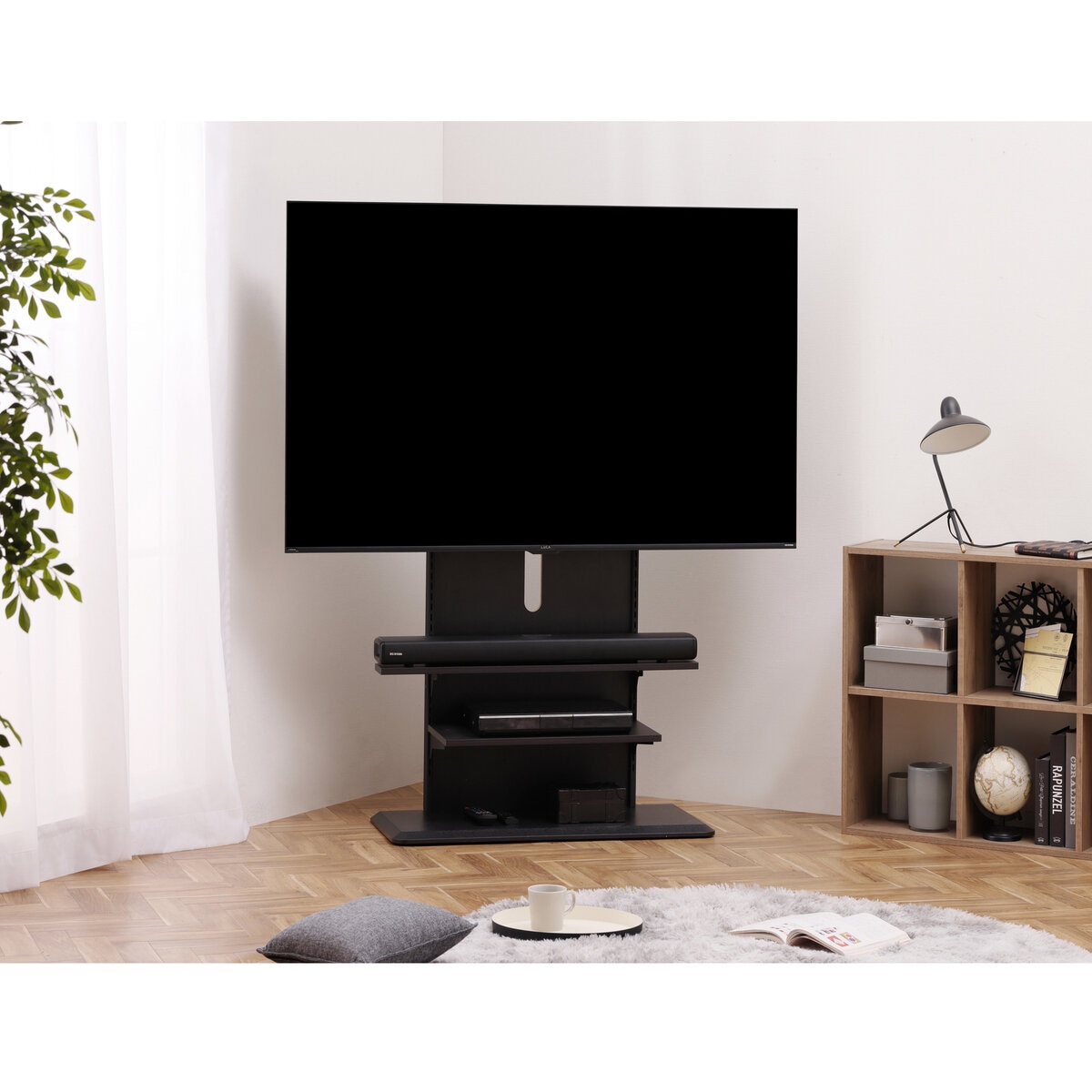 アイリスオーヤマ テレビスタンド UTS900R ブラックオーク