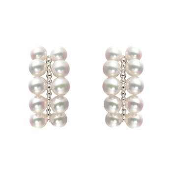 あこやパール 18Kホワイトゴールド W5連ピアス 4mm-4.5mm /SHW0267