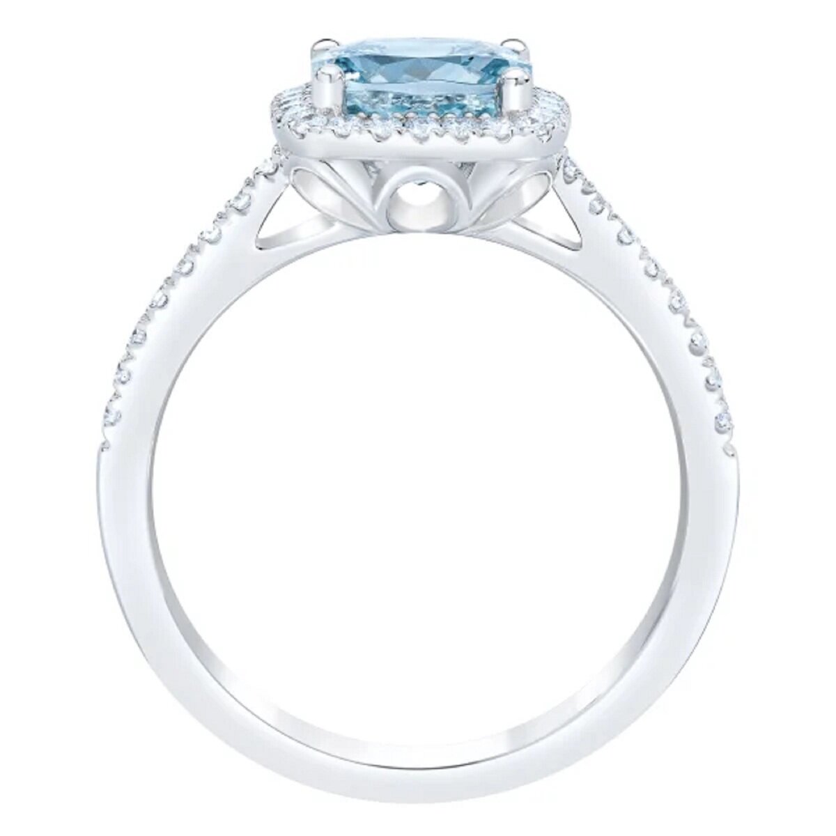 14K ホワイトゴールド 0.20カラット ダイヤモンド & アクアマリン リング 13-14号 14K ホワイトゴールド 0.20カラット ダイヤモンド & アクアマリン リング 13-14号