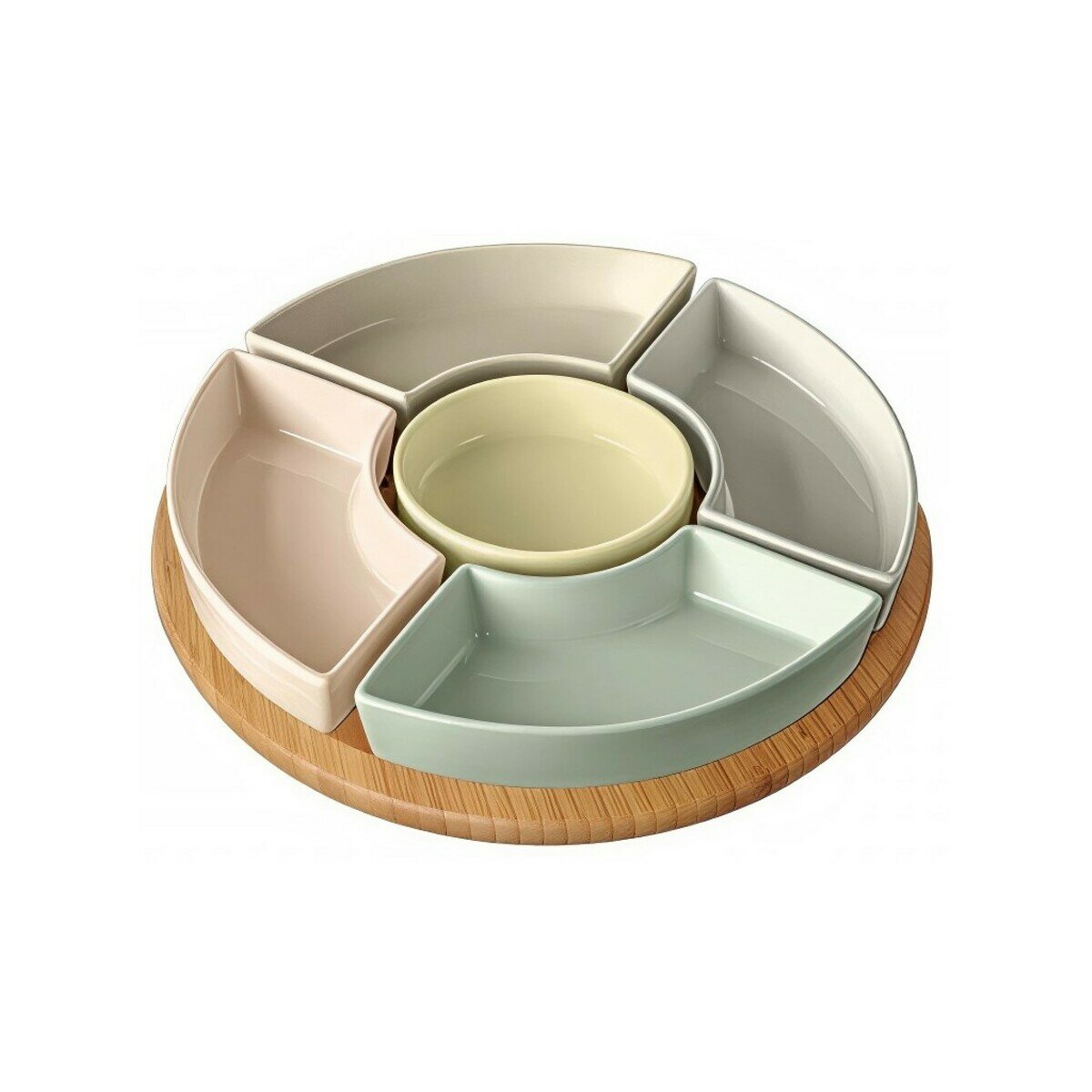 オーバーアンドバック オードブルプレート 5皿 竹製回転台付 | Costco