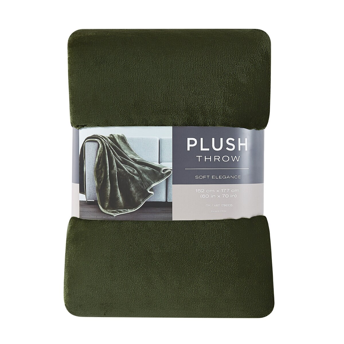 フランネル 大判ひざ掛け 152cm x 177cm グリーン