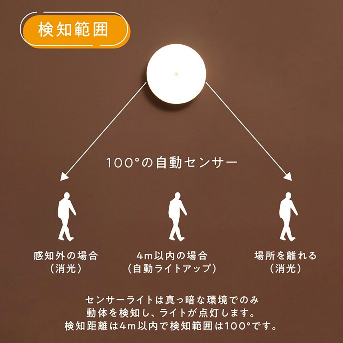 7Life 丸型人感センサー ライト