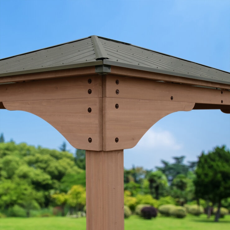 Yardistry 12 x 14フィート (3.6 x 4.2m) ウッドガゼボ アルミ製屋根