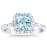 14K ホワイトゴールド 0.20カラット ダイヤモンド & アクアマリン リング 13-14号 14K ホワイトゴールド 0.20カラット ダイヤモンド & アクアマリン リング 13-14号